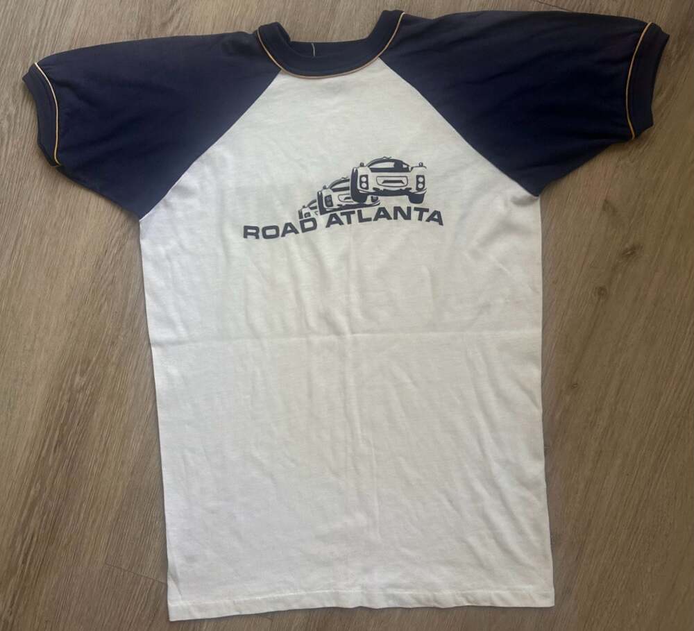 Vintage 70’s Road Atlanta Racing Track Raglan T-Shirt White Blue